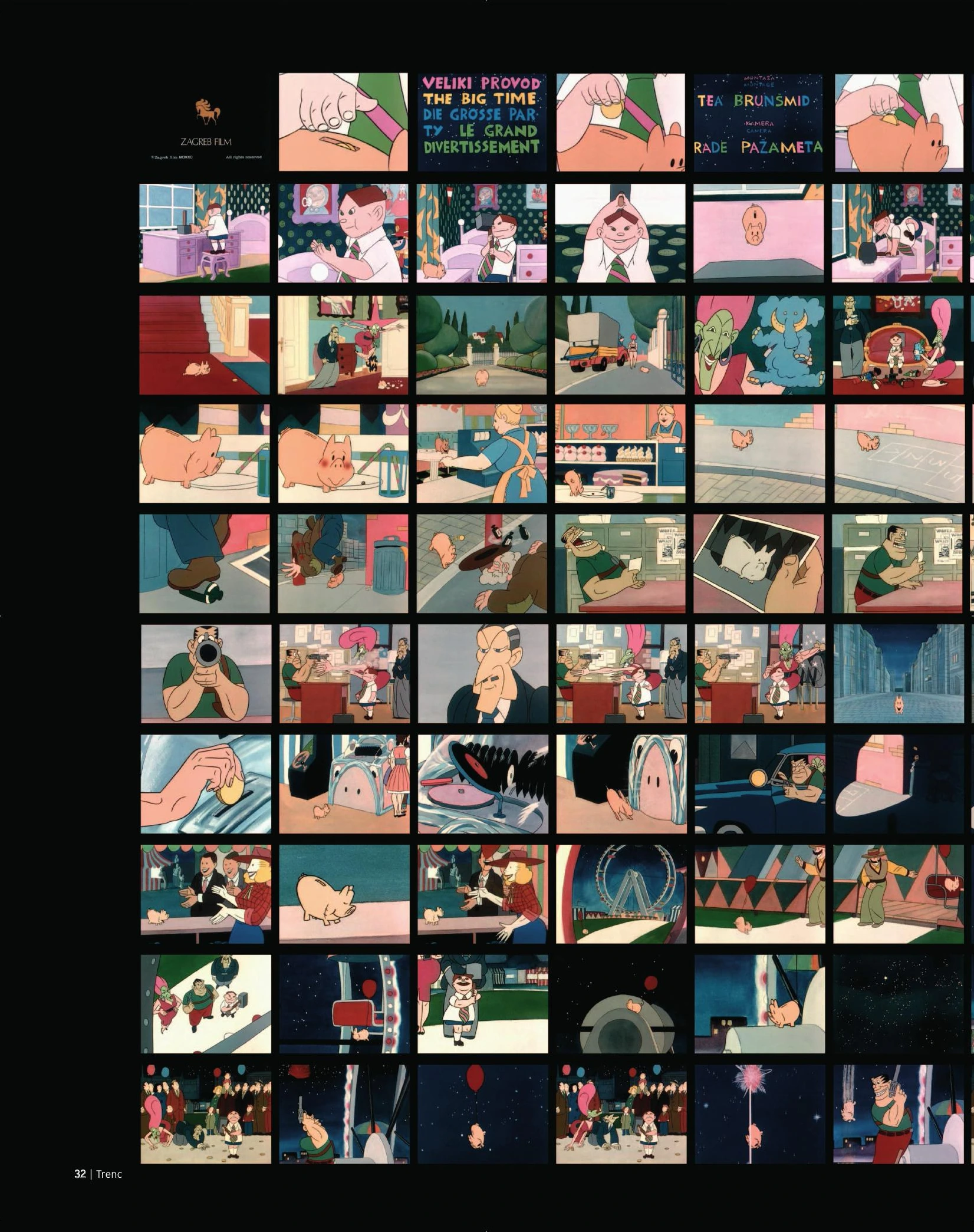 A sequence of colour animation frames from The Big Time
