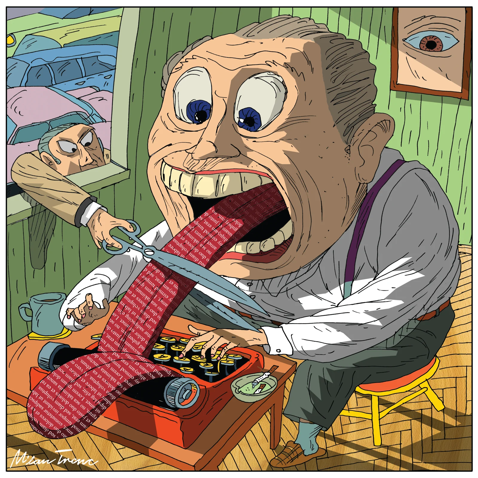 A wooden head being silenced